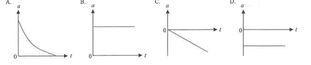 Four acceleration-time graphs A to D