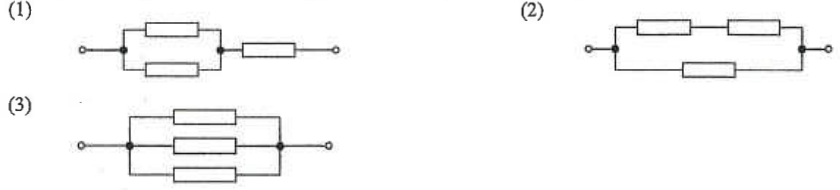 Three resistor networks (1), (2) and (3)