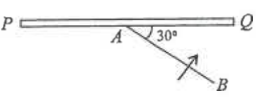 Straight barrier PQ with a pulse AB travelling towards it at 30 degrees to the barrier