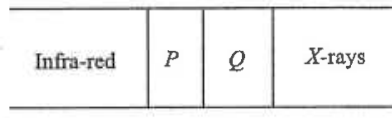Part of the electromagnetic spectrum: infra-red, P, Q, X-rays