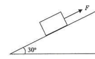 Block on a 30 degree incline pulled up the slope by force F
