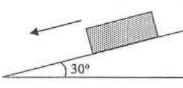 Block sliding down a rough plane inclined at 30 degrees