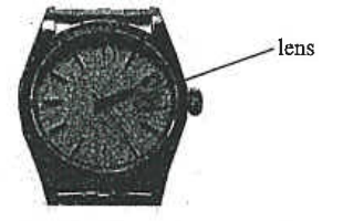Photograph of a watch with a lens positioned over the date-display