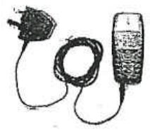 Photograph of a mobile phone charger adaptor with cable and phone