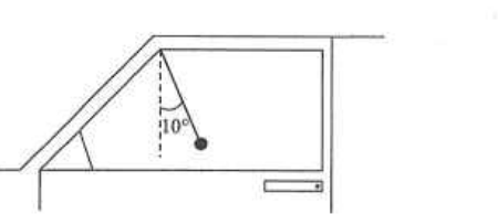 A ball hanging by a string inside a car, the string making 10 degrees with the vertical