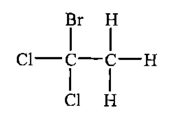 結構式:CBrCl₂–CH₃(第一個碳連接Br、Cl、Cl,第二個碳為CH₃)