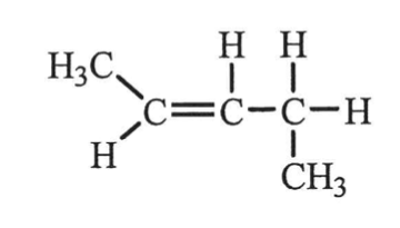 單體 D:H₃C(H)C=CH–CH₂–CH₃ 的展開結構式