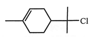 產物 A：HCl 只加到側鏈雙鍵，得 –C(CH₃)₂Cl 基團；環上雙鍵保留