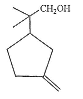 結構 B：環戊烷帶有 –C(CH₃)₂–CH₂OH 基團及環外 C=CH₂ 雙鍵