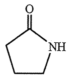 鍵線式:五元環內酰胺,環中含一個 C=O 碳及相連的 NH