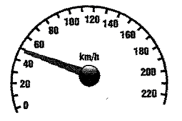 汽車車速計,指針指向 40 至 60 km/h 之間